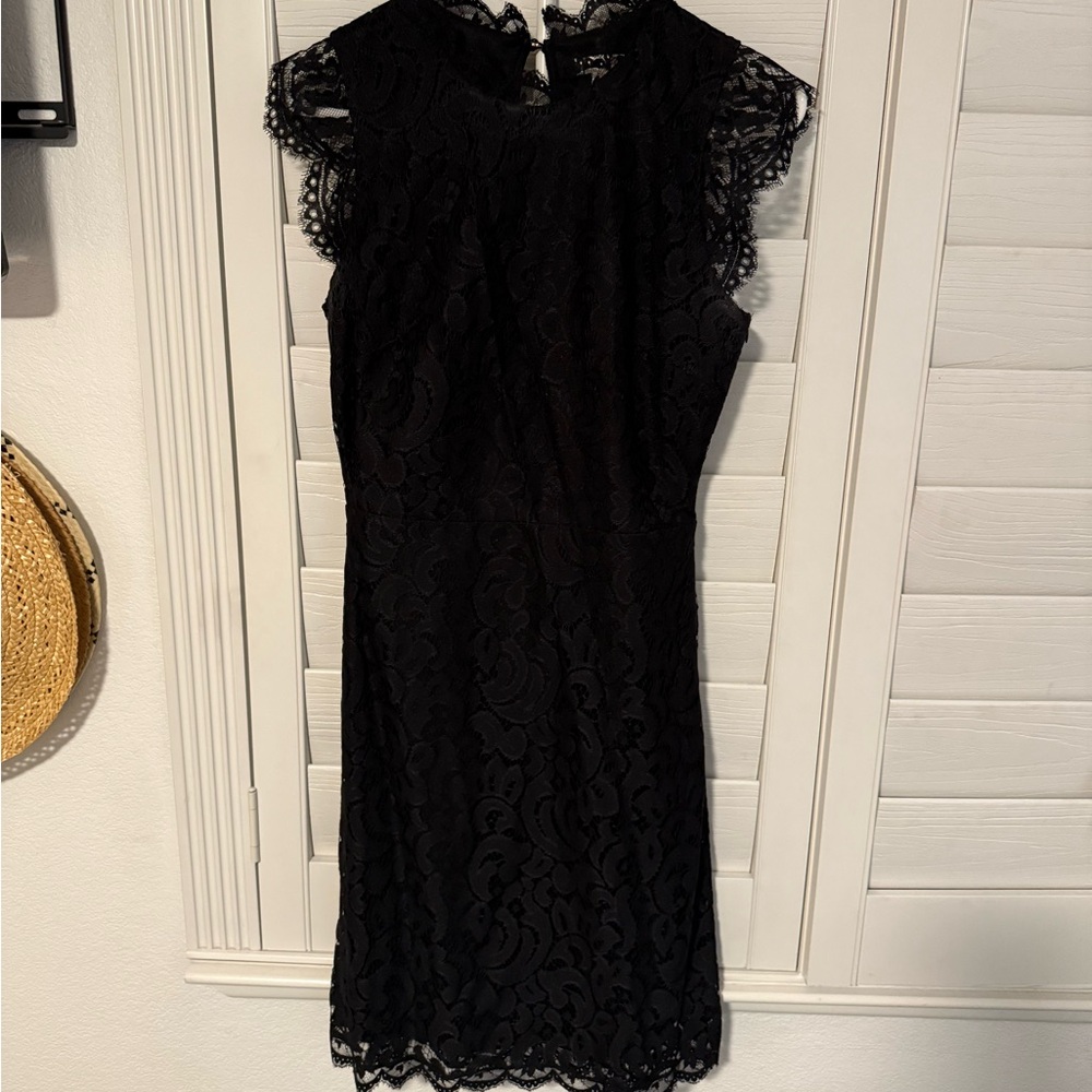 Black Lace Dress with Keyhole Cutout